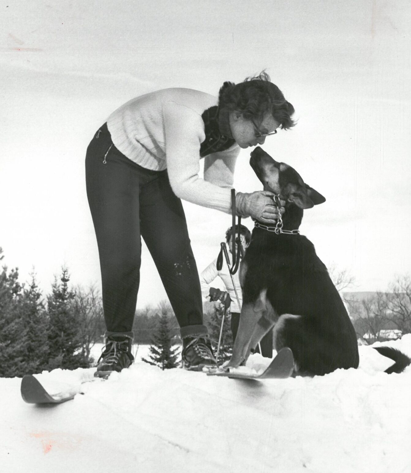 Blind Woman and Her Skiing Buddy, February 1956